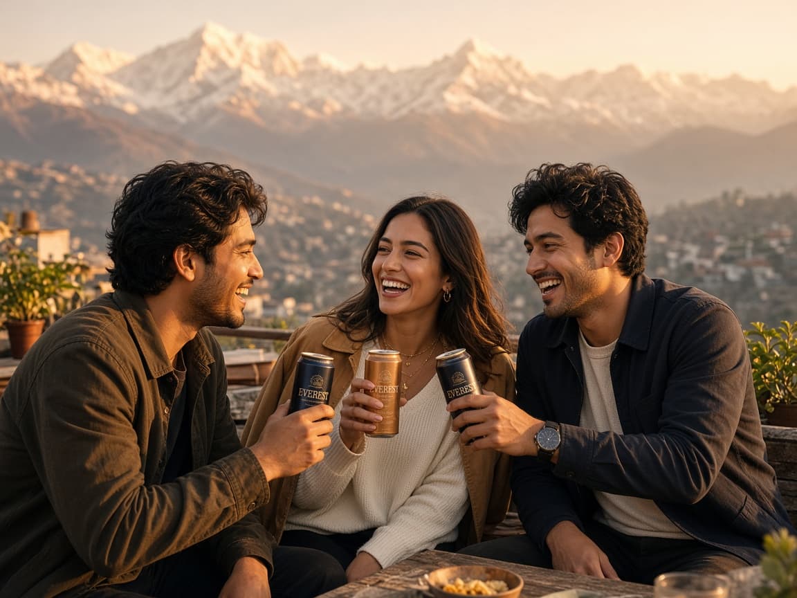 Friends enjoying Hartwall Long Drink in Nepal